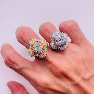  Nhẫn đính đá Nhẫn hột xoàn đá cao Titan không phai không rỉ sét màu 18k và bạch kim mã 28 