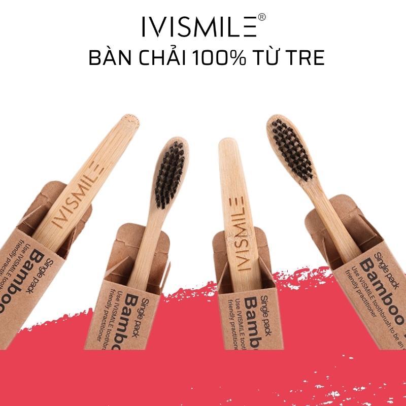 Bàn chải đánh răng tre Ivismile 100% thiên nhiên, có thể phân hủy sinh học phù hợp dùng tại nhà - du lịch
