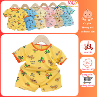 MK372 (14-25KG) Bộ áo cộc tay quần cộc họa tiết chất thun lạnh mỏng mềm mát cho bé dưới 6 tuổi