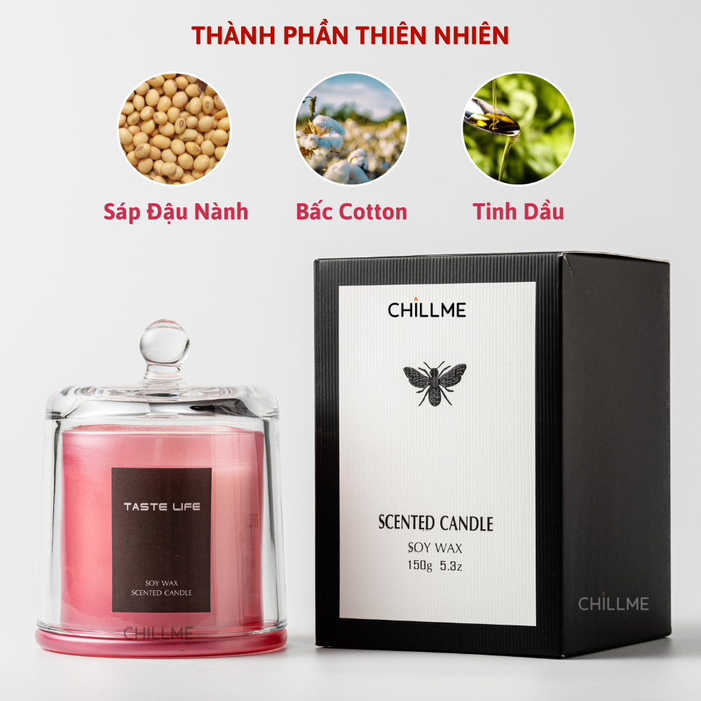 Nến thơm cao cấp sáp đậu nành chillme thiên nhiên khử mùi phòng trang trí sang trọng đẹp mắt TL