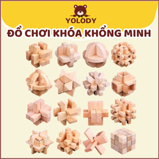 Đồ chơi xếp hình Rubik Yolody Khóa Khổng Minh gỗ sồi quà tặng cho bé