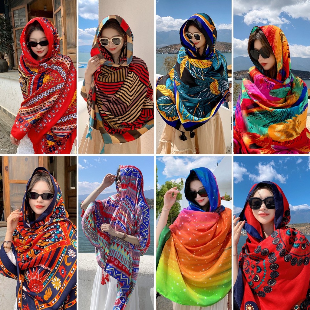 Khăn quàng choàng cổ thổ cẩm phong cách vintage boho nữ đẹp cao cấp đủ màu iLita