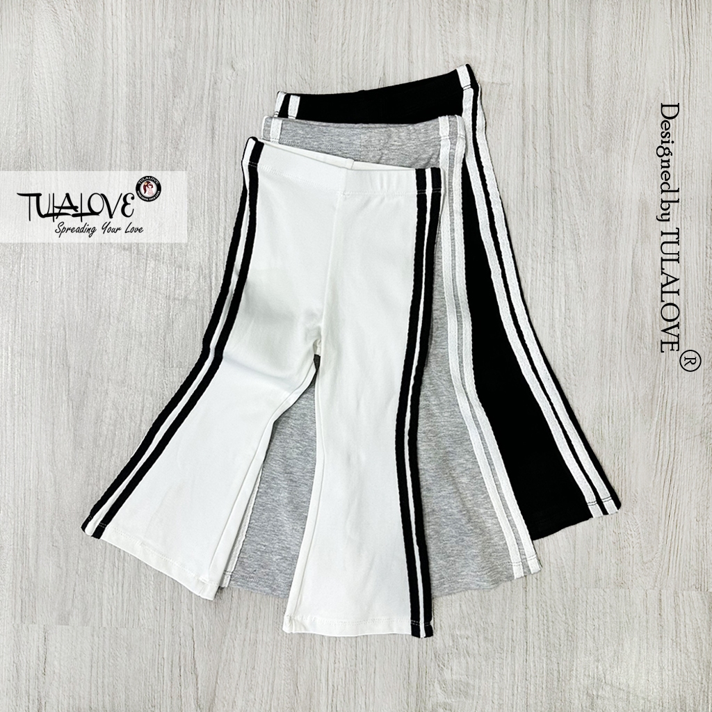 Quần Loe Dài Bé Gái Đường Lé Gân Cực Xinh Vải Zip Co Dãn Cực Tốt, Quần Loe Dài Bé Gái Tulalove