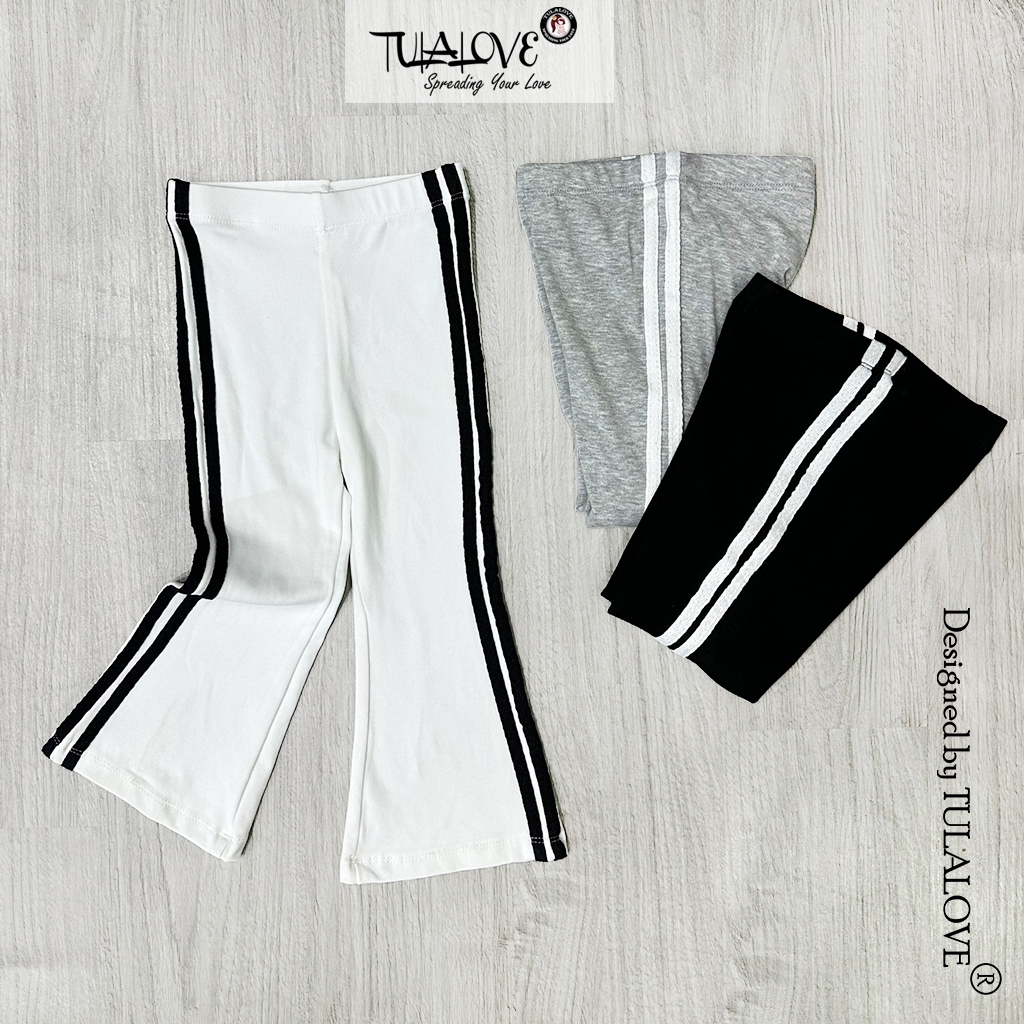 Quần Loe Dài Bé Gái Đường Lé Gân Cực Xinh Vải Zip Co Dãn Cực Tốt, Quần Loe Dài Bé Gái Tulalove