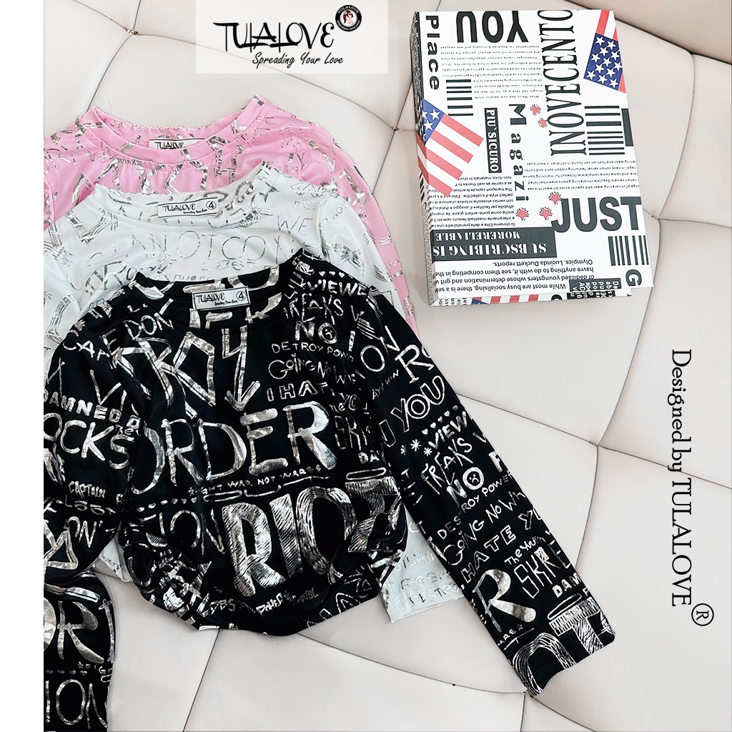 Áo Croptop Dài Tay Họa Tiết Sành Điệu Cho Bé Gái Màu Xinh Xắn áo croptop Tulalove