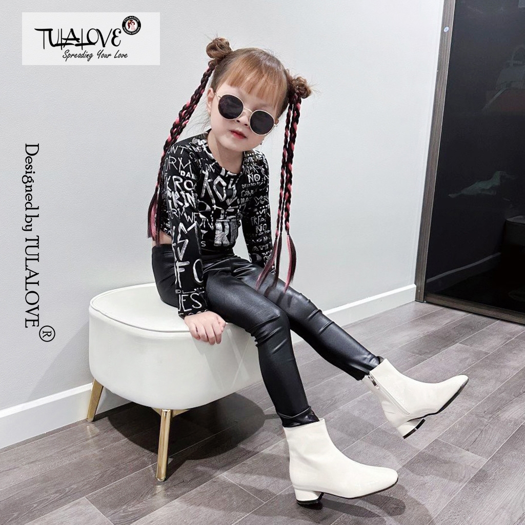 Áo Croptop Dài Tay Họa Tiết Sành Điệu Cho Bé Gái Màu Xinh Xắn áo croptop Tulalove