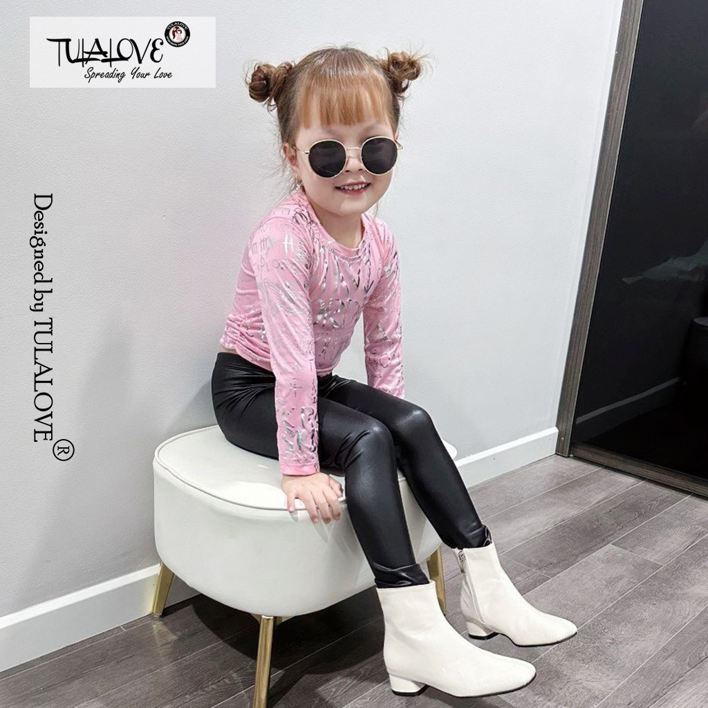 Áo Croptop Dài Tay Họa Tiết Sành Điệu Cho Bé Gái Màu Xinh Xắn áo croptop Tulalove