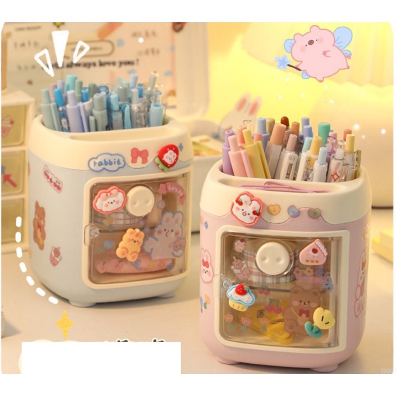 Hộp Đựng Bút Màu nhiều Ngăn Kèm Hình dán Hoạt Hình Dể Thương
