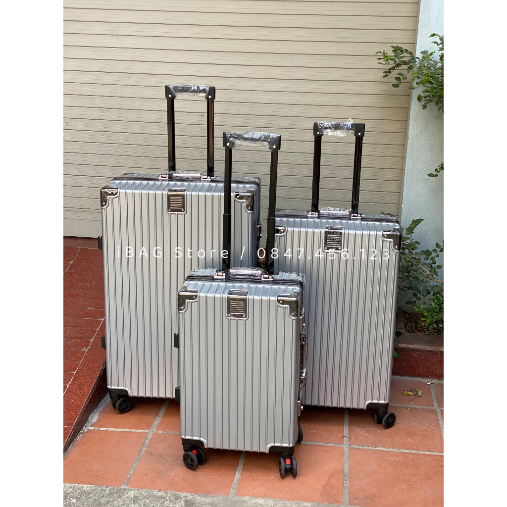 Vali khung nhôm khoá sập size 20, 24, 29 inch bịt góc nhôm chống va đập cao cấp