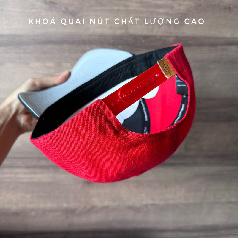 Nón lưỡi Trai fom vuông SÂU ĐẦU vải đỏ logo trắng chữ f cách điệu brand One Hat