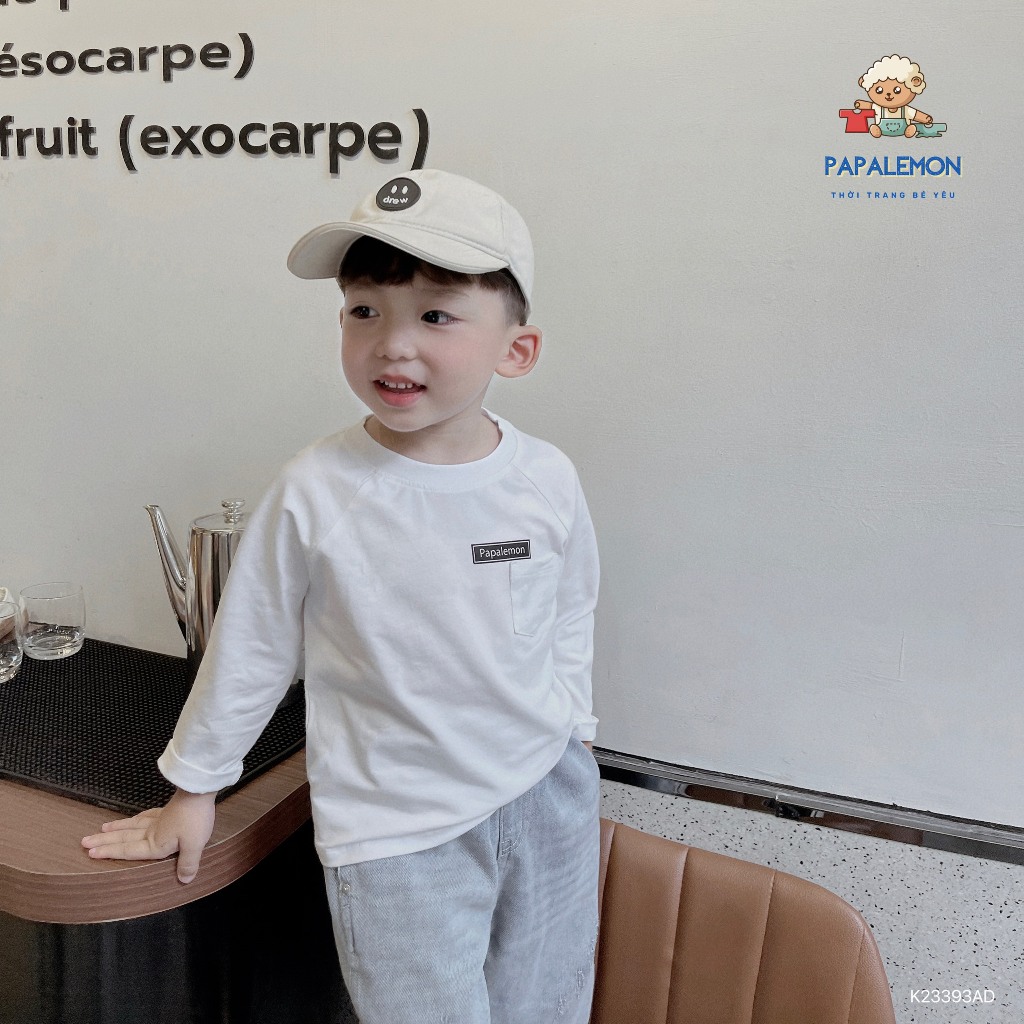 Áo dài tay bé trai PAPALEMON A053 áo thu đông cho bé chất liệu cotton mềm