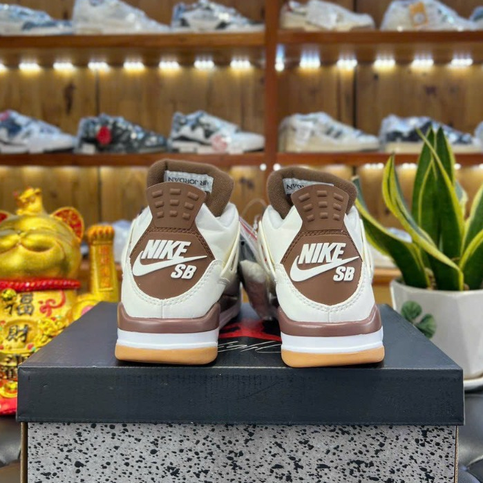 Giày Thể Thao JD4 Retro White Brown, Giày Bóng Rổ JORDAN4 Trắng Nâu Cafe Màu Mới 2023