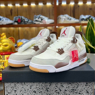 Giày Thể Thao JD4 Retro White Brown, Giày Bóng Rổ JORDAN4 Trắng Nâu Cafe Màu Mới 2023