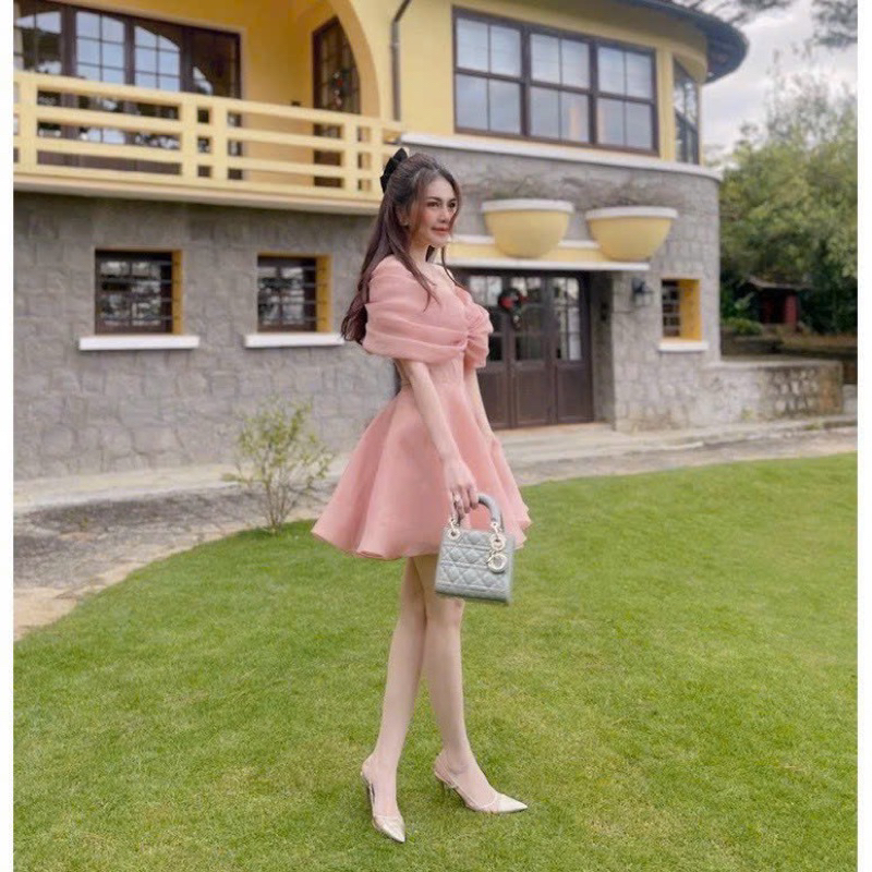 Đầm Dây Rút Tay Phồng Cao Cấp Bigsize Từ 60-90kg