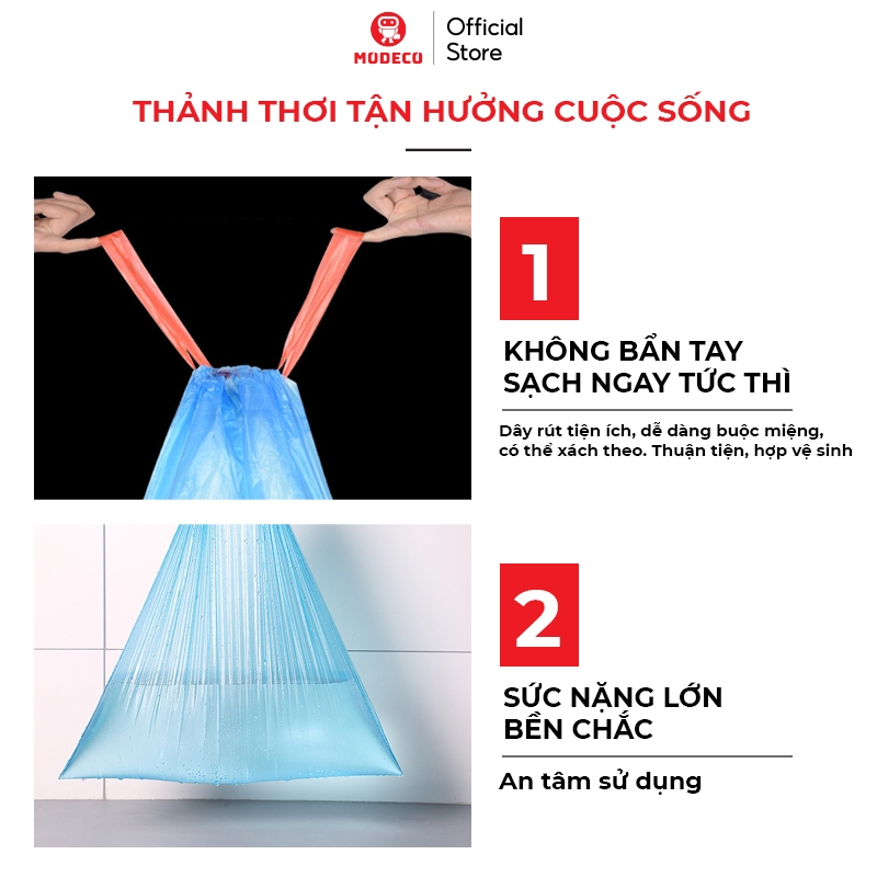 Túi Đựng Rác Tự Phân Huỷ Có Dây Rút - 45x50 cm - 15 túi/cuộn - Tiện Dụng Sạch Sẽ Thông Minh