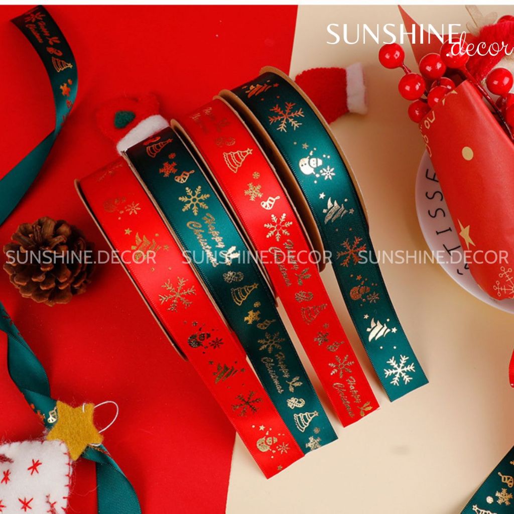 Ruy băng thắt nơ gói quà trang trí Noel Giáng Sinh