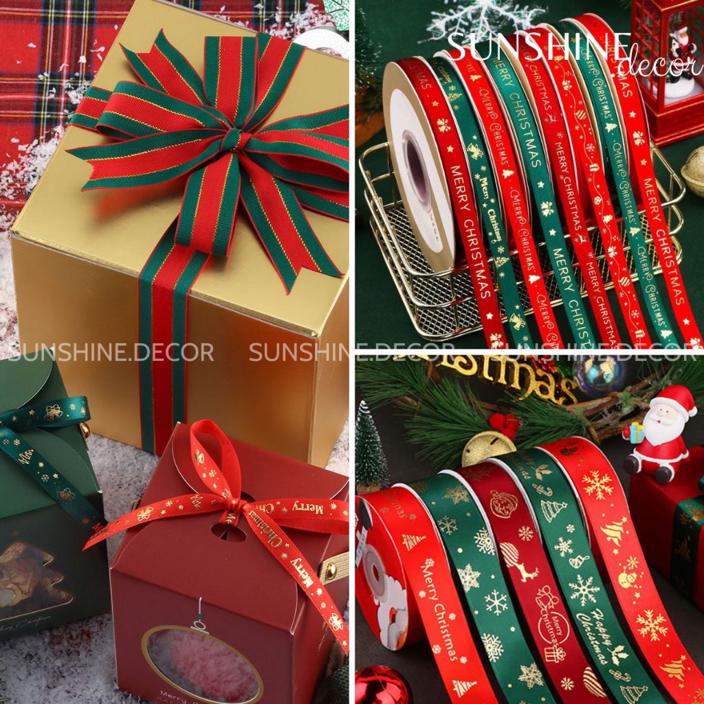 Ruy băng thắt nơ gói quà trang trí Noel Giáng Sinh