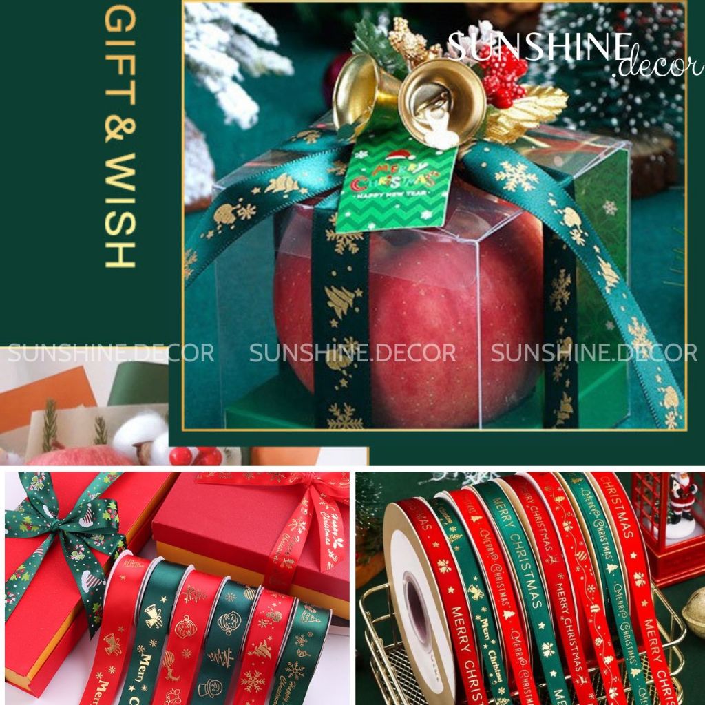 Ruy băng thắt nơ gói quà trang trí Noel Giáng Sinh