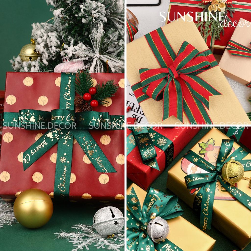 Ruy băng thắt nơ gói quà trang trí Noel Giáng Sinh