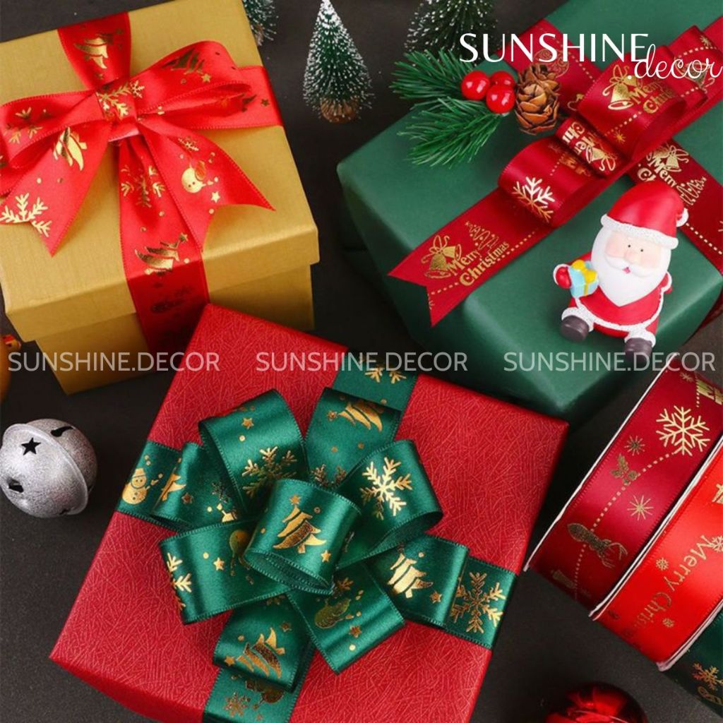 Ruy băng thắt nơ gói quà trang trí Noel Giáng Sinh