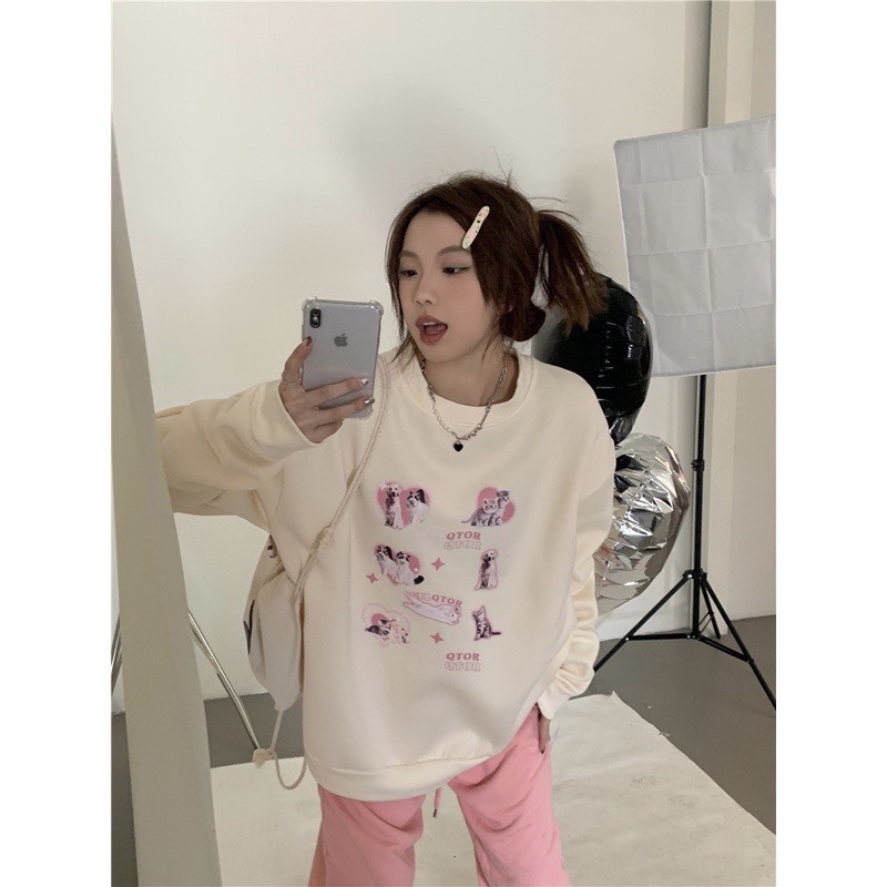 Áo sweater Qtor chất nỉ cotton lót nỉ form rộng nam nữ