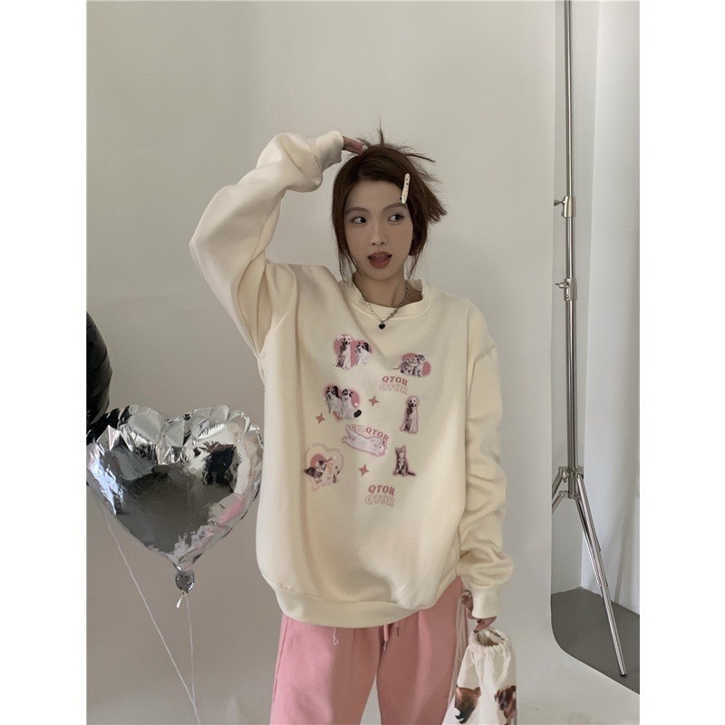 Áo sweater Qtor chất nỉ cotton lót nỉ form rộng nam nữ