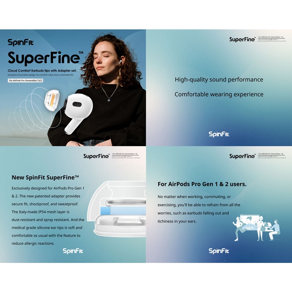 Nút Tai Nghe SpinFit SuperFine | Cho AirPods Pro | Eartip Chính Hãng