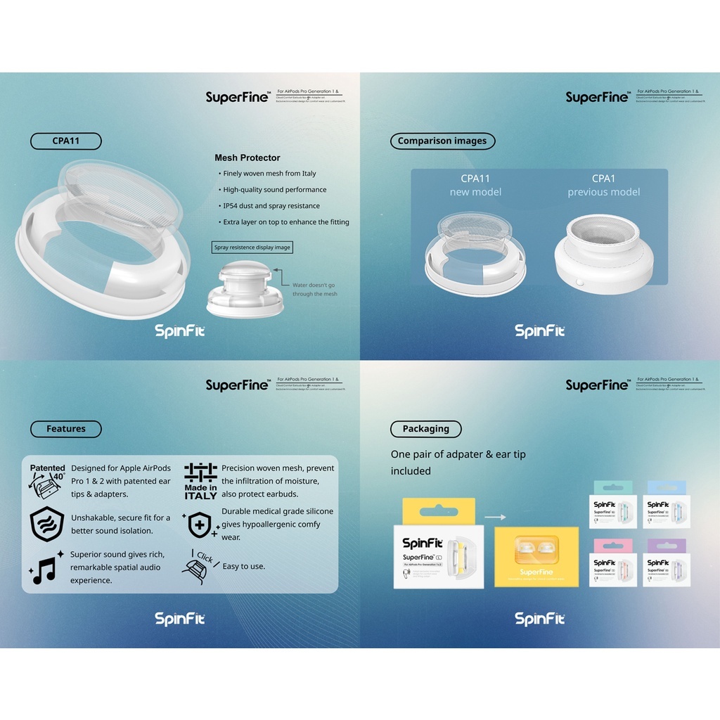 Nút Tai Nghe SpinFit SuperFine | Cho AirPods Pro | Eartip Chính Hãng