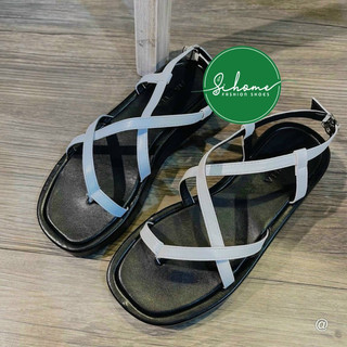 (HCM-Chân mỏng gầy lùi size) Sandal xỏ ngón mũi vuông, đế su đúc, quai dây mảnh, dây chéo khóa cài đế 3cm