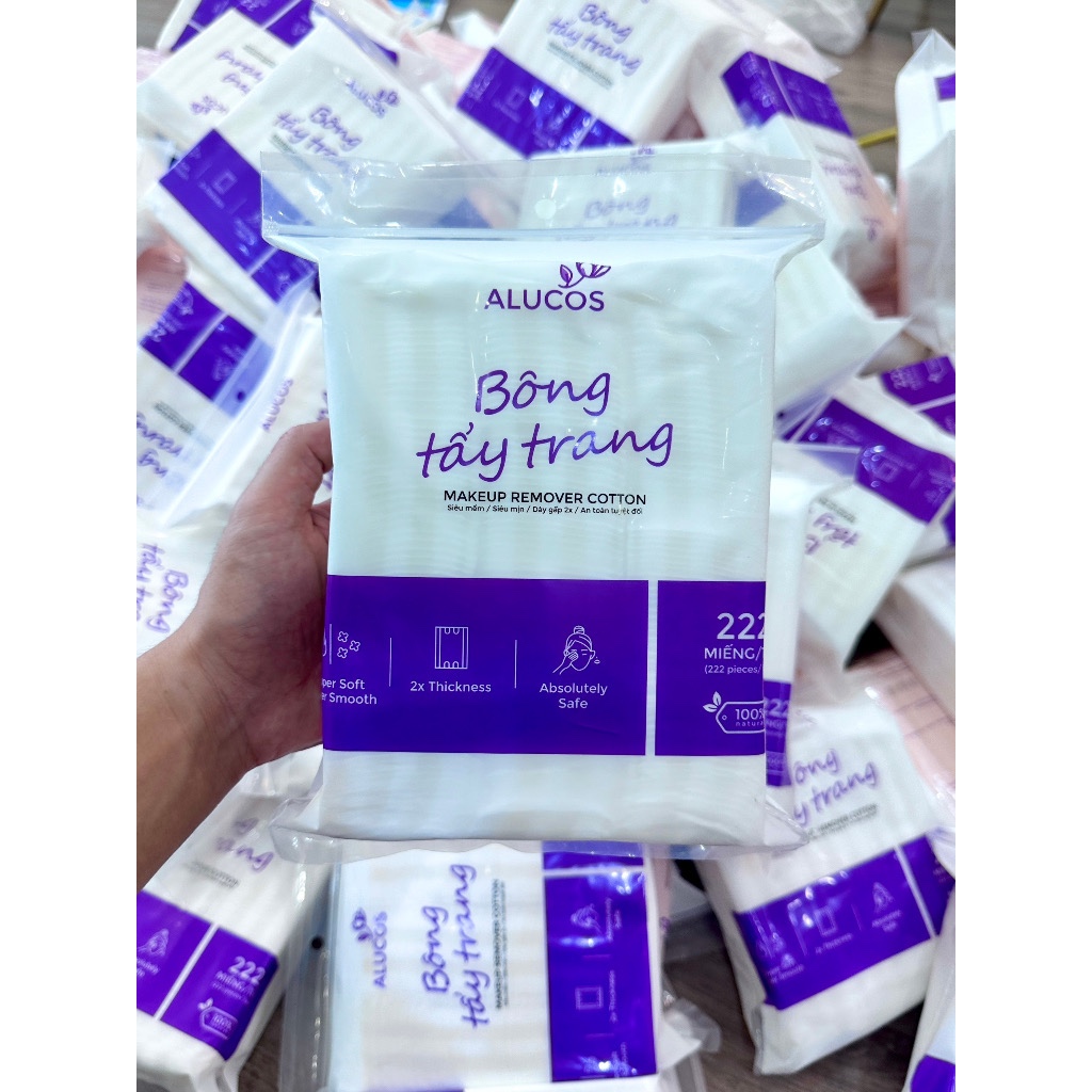 Bông Tẩy Trang Alucos Siêu Mềm Mịn Túi 222 miếng