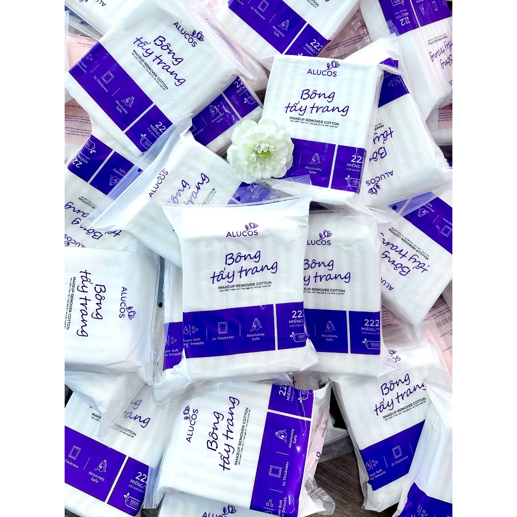 Bông Tẩy Trang Alucos Siêu Mềm Mịn Túi 222 miếng