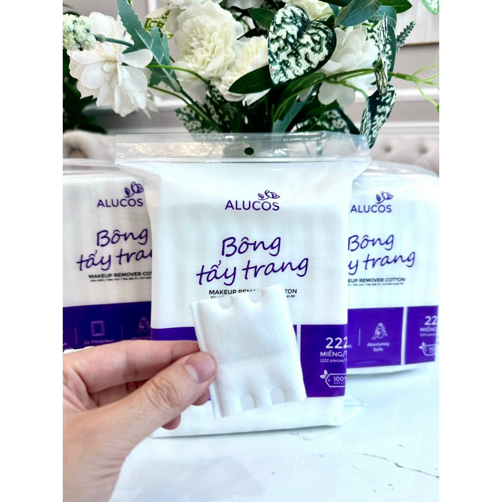 Bông Tẩy Trang Alucos Siêu Mềm Mịn Túi 222 miếng