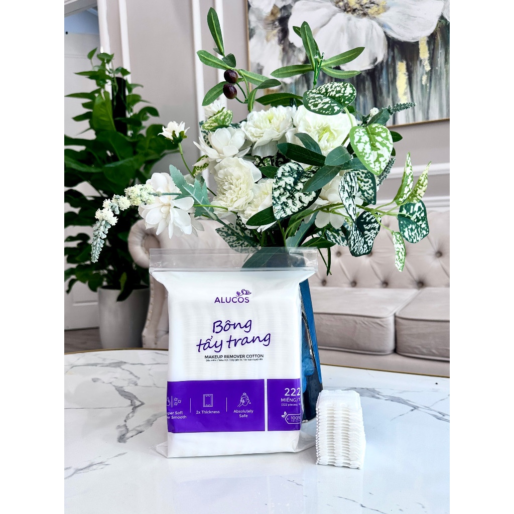 Bông Tẩy Trang Alucos Siêu Mềm Mịn Túi 222 miếng