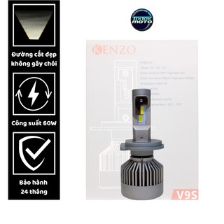 Đèn pha led xe máy Kenzo V9S siêu sáng chân H4 wave sirius vision 60W 9000 lumen TikTakMoto
