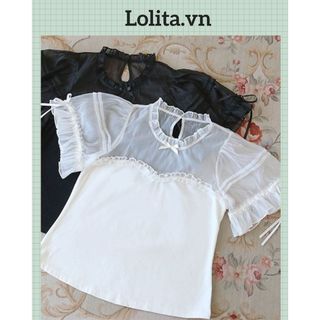 Áo blouse ngăn tay phối váy lolita