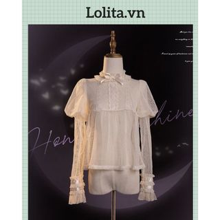 Áo sơ mi tay dài phối ren phong cách lolita, áo blouse