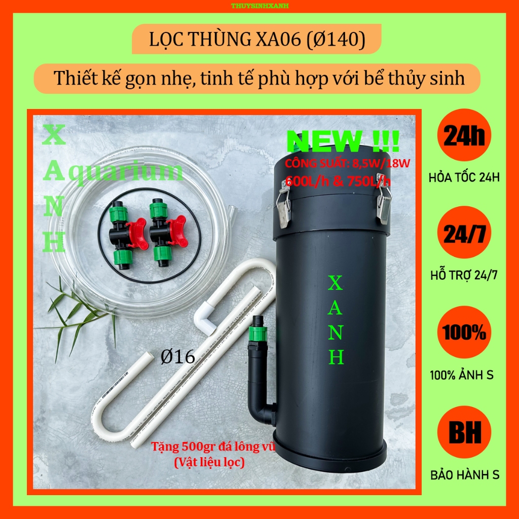 Lọc thùng hồ cá cảnh thủy sinh XA06 (Ø140)