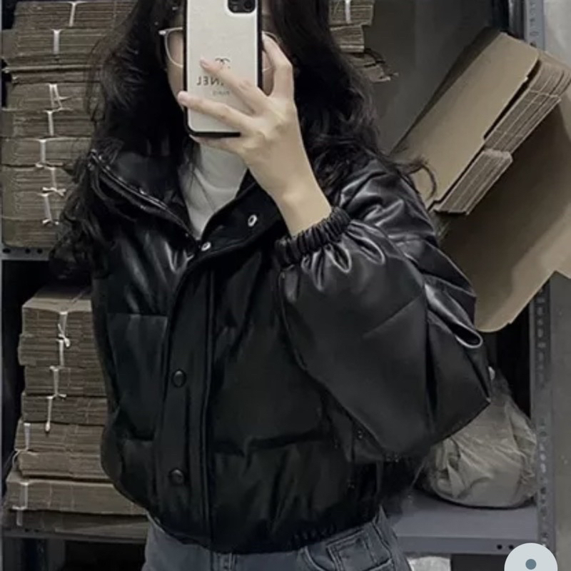ÁO KHOÁC PHAO DA CROPTOP TRƠN QC CAO CẤP