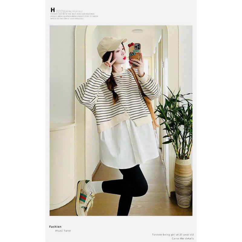 Áo bầu thu đông ,áo kẻ pha sơmi