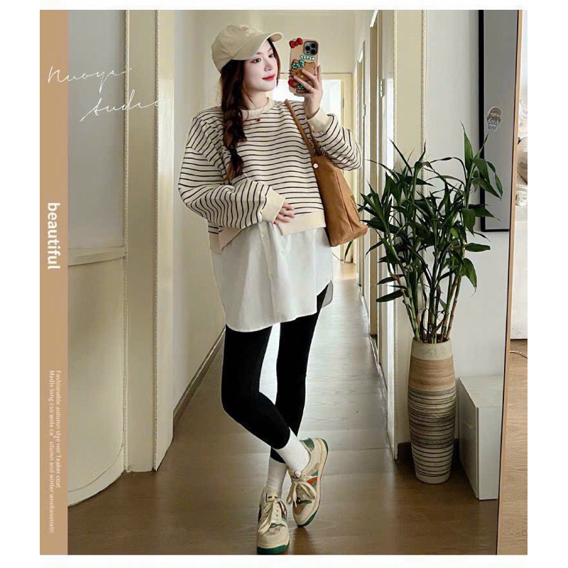 Áo bầu thu đông ,áo kẻ pha sơmi