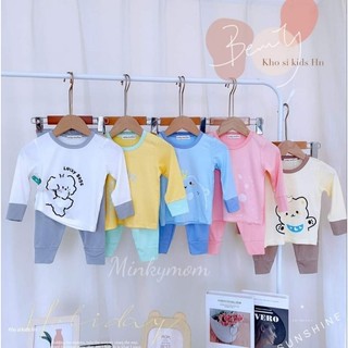 Bộ Thun Lạnh Dài Tay Minky Mom Phối Màu Cho Bé Chất Đẹp Không Xù Bo Gấu