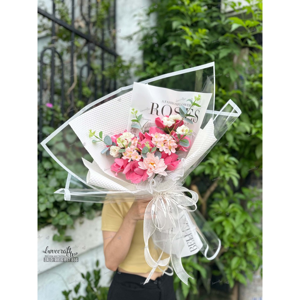 Hoa Sáp Hồng Pastel Mix Tú Cầu - Quà tặng siêu xinh