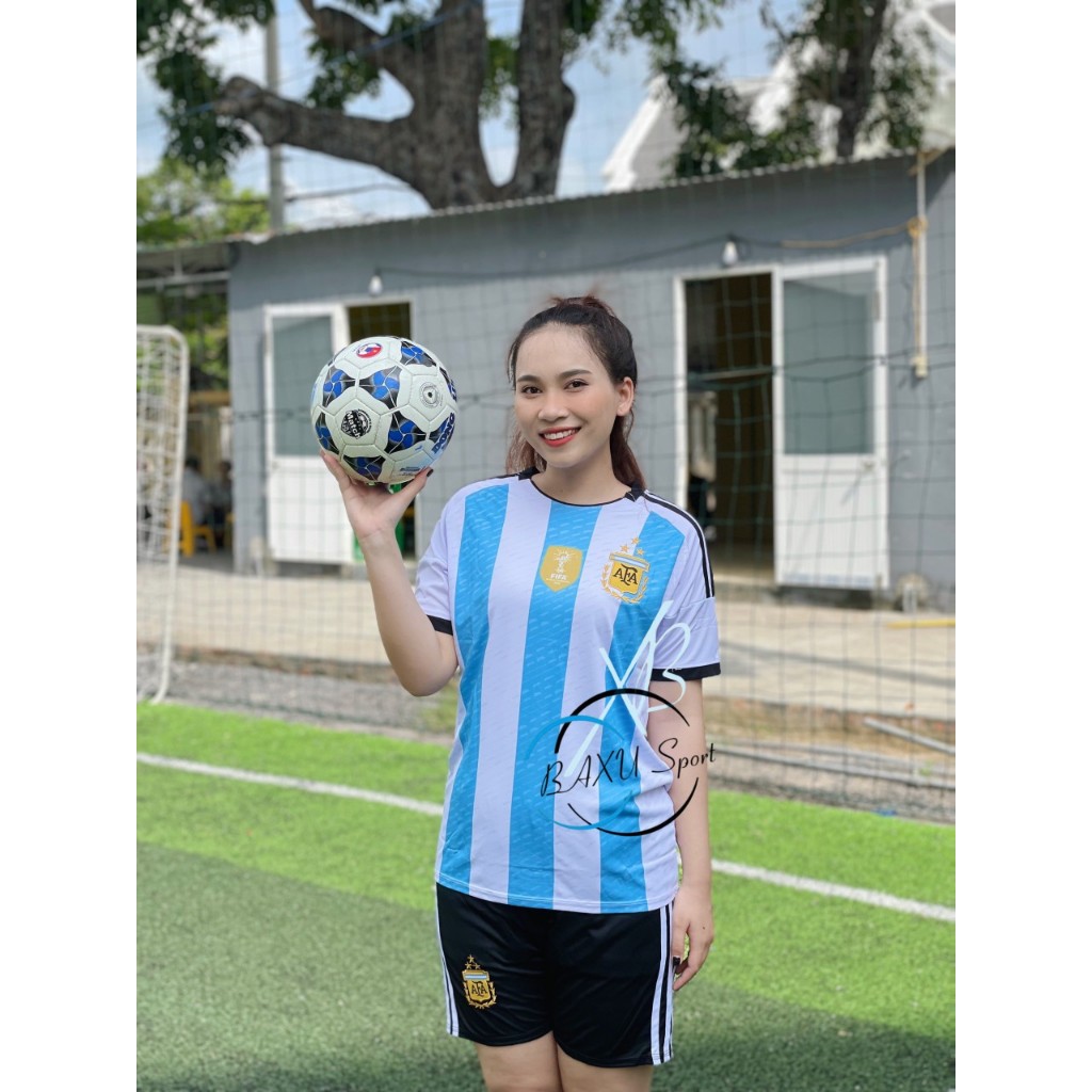 ÁO BÓNG ĐÁ ĐỘI TUYỂN ARGENTINA SỌC 2024 - BỘ QUẦN ÁO BÓNG ĐÁ ARGENTINA TRẮNG SỌC 2024 MẪU THẬT #BAXUSPORT
