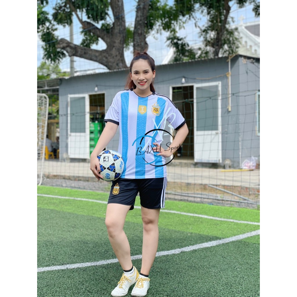 ÁO BÓNG ĐÁ ĐỘI TUYỂN ARGENTINA SỌC 2024 - BỘ QUẦN ÁO BÓNG ĐÁ ARGENTINA TRẮNG SỌC 2024 MẪU THẬT #BAXUSPORT