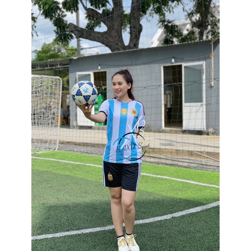 ÁO BÓNG ĐÁ ĐỘI TUYỂN ARGENTINA SỌC 2024 - BỘ QUẦN ÁO BÓNG ĐÁ ARGENTINA TRẮNG SỌC 2024 MẪU THẬT #BAXUSPORT