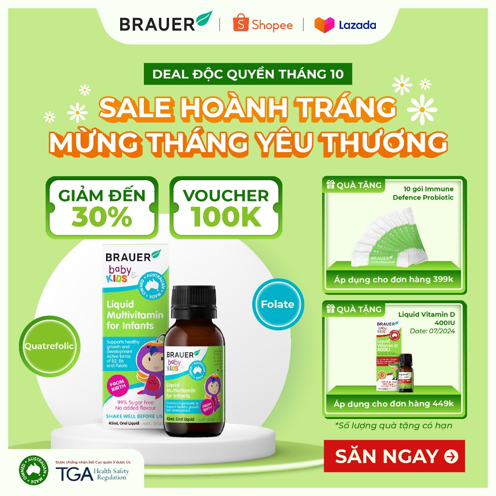 Siro BRAUER Liquid Multivitamin for Infants - Vitamin Tổng Hợp cho trẻ sơ sinh (45ml)