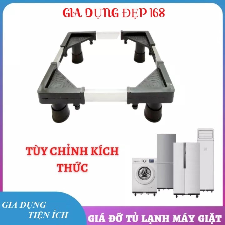 Chân Kê Tủ Lạnh, Chân Máy Giặt, Kệ Máy Giặt, Kệ Máy Lọc Nước Đa Năng Chất Liệu Inox 304 , bọc nhựa chống trơn trượt