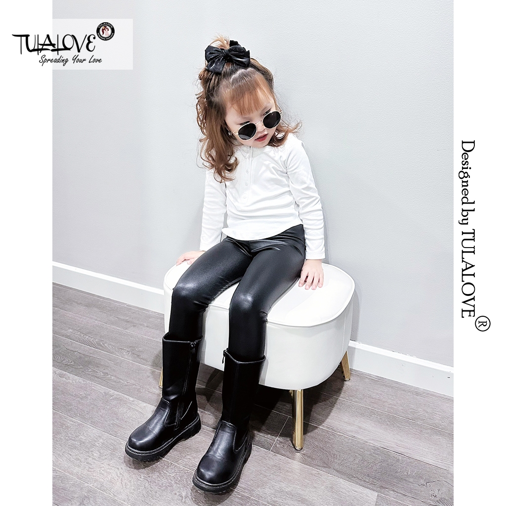 Áo Thun Dài Tay Bé Gái Lượn Tôm Cài Cúc Vải Zip Cực Đẹp Tulalove, Áo Bé Gái Thu Đông