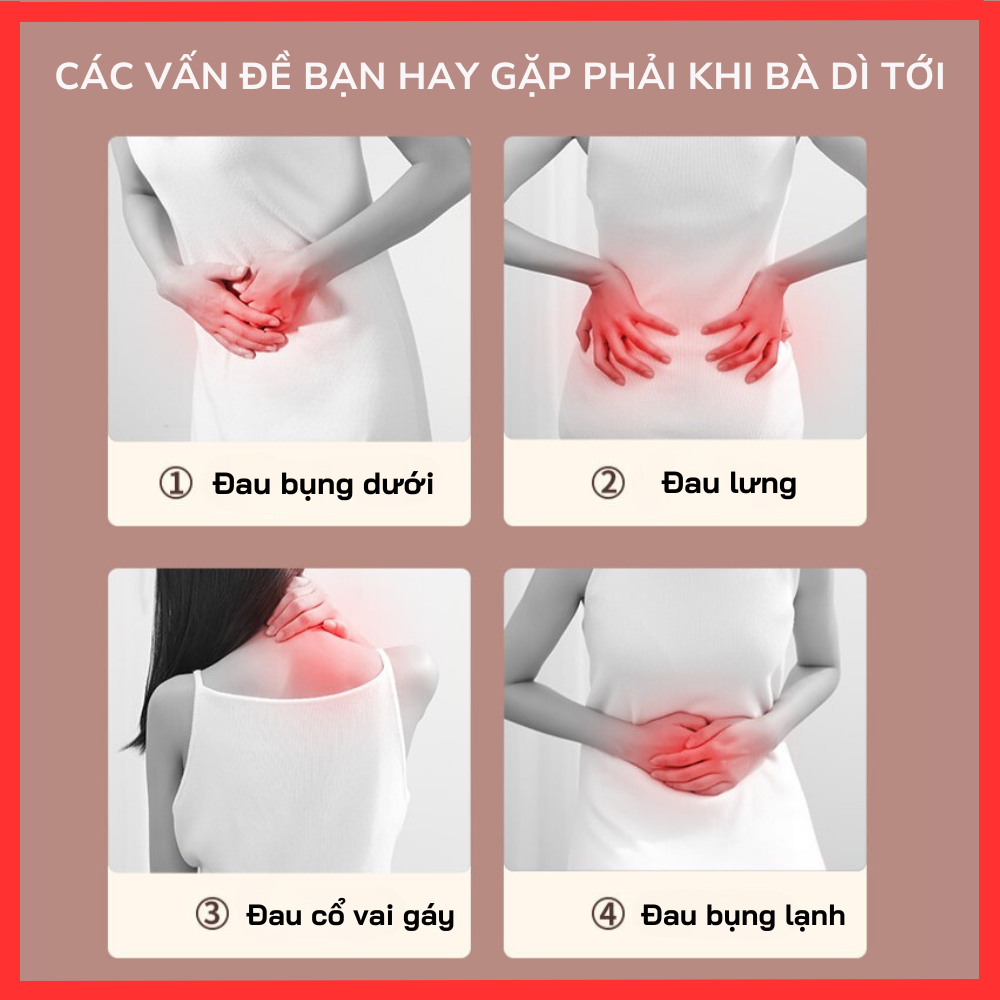 Đai Chườm Nóng Giảm Đau Bụng Kinh, Đai Làm Ấm Giảm Đau Bụng Kinh - Rung Massage Làm Nóng Nhanh, Máy Làm Ấm Bụng Kinh