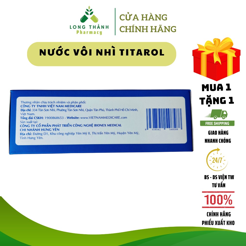 Thực phẩm bảo vệ sức khỏe nước vôi nhì Titarol limteer - giảm rối loạn tiêu hóa, đi ngoài nhiều lần cho trẻ em 20 ống